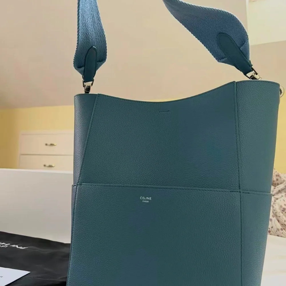 CELINE  Soft Grained Calfskin Sangle Bucket Bag - Picture 9 of 11